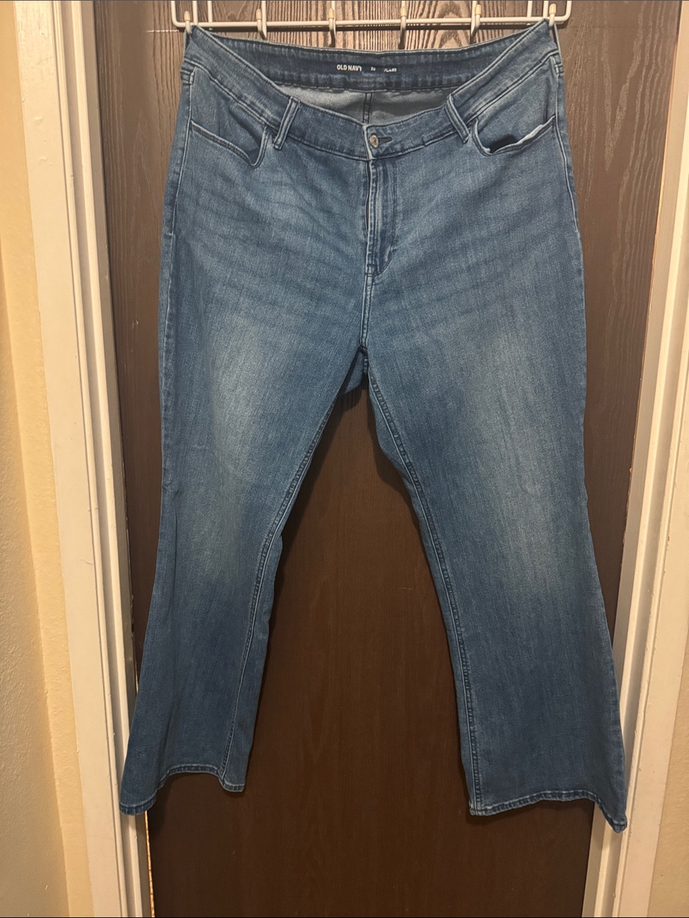 Wide Leg Flare Stretch Denim Blue Jeans Old Navy Plus size 20 31” inseam EUC